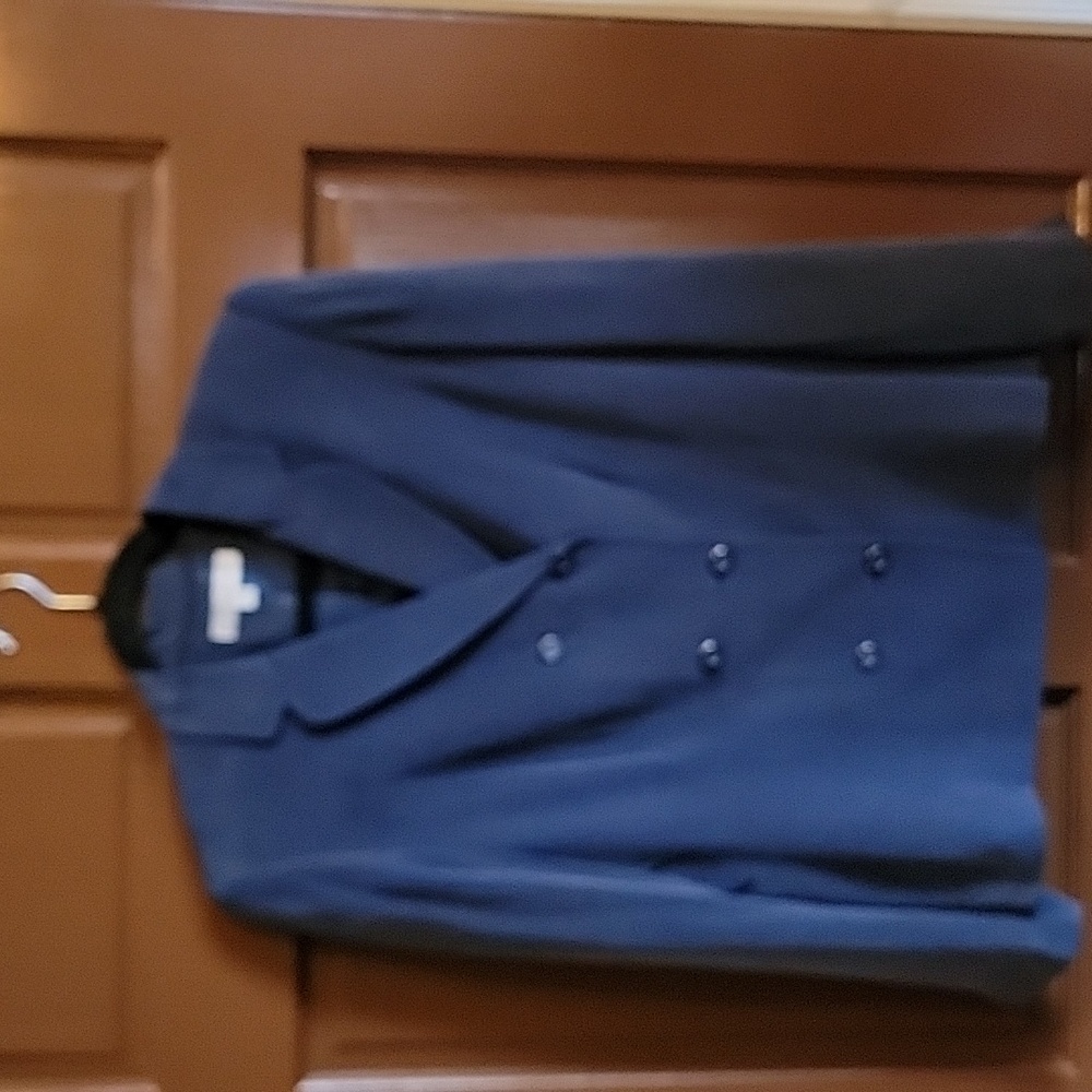 Dressbarn-Silk blue sueded double breasted Blazer Size 10 NWT.